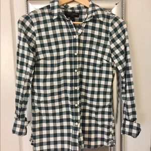 Green gingham button down